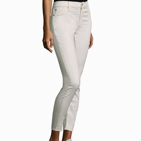 7 For All Mankind Denim - 7 for All Mankind cream skinny ankle jean pants